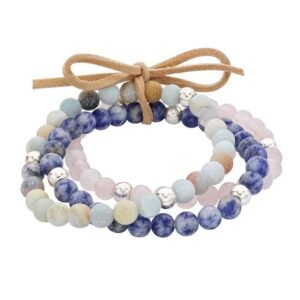 Rose Quartz, Denim Lapis, Agate Bracelet Assortment