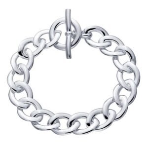 Sterling Silver 14.6mm Diamond-Cut Curb Chain Bracelet