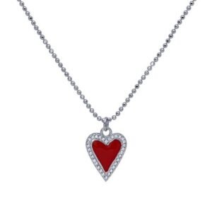 Sterling Silver Red Heart Necklace