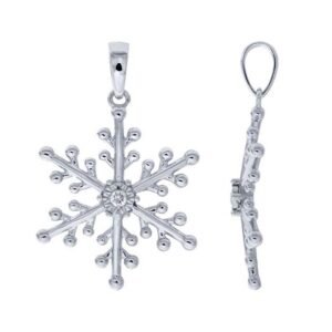 White Gold Snowflake Pendant with Center Diamond