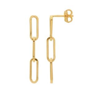 14/20 Yellow Gold-Filled Three-Link Flat Paperclip Post Earrings