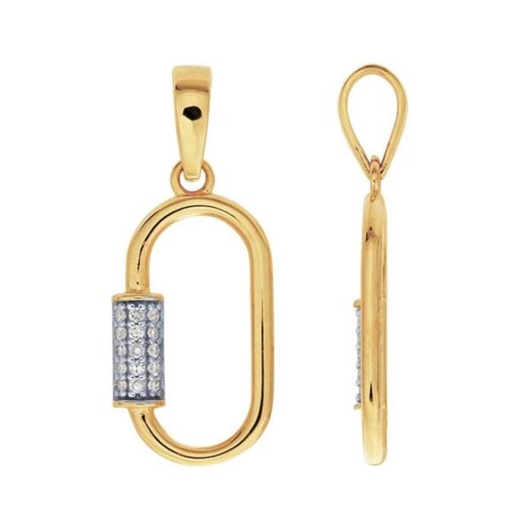 14K Yellow Gold Diamond-Set Carabiner Pendant