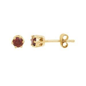 14K Yellow Gold Garnet-Set Post Earring