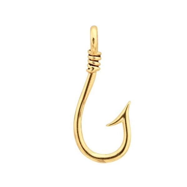 14K Yellow Gold Fish Hook Pendant