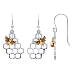 Sterling Silver Honeycomb & Bee Earrings