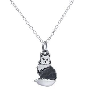 Sterling Silver Fluffy Cat Necklace