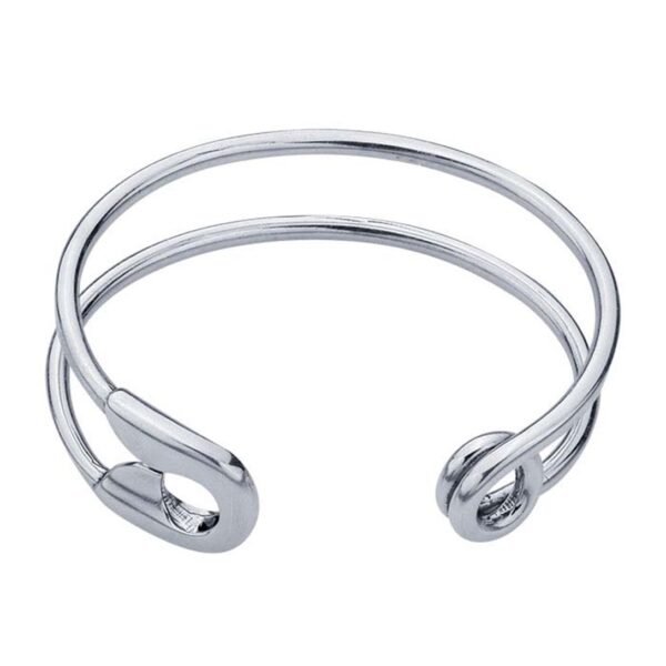 Sterling Silver Safety Pin-Style Cuff Bracelet Side